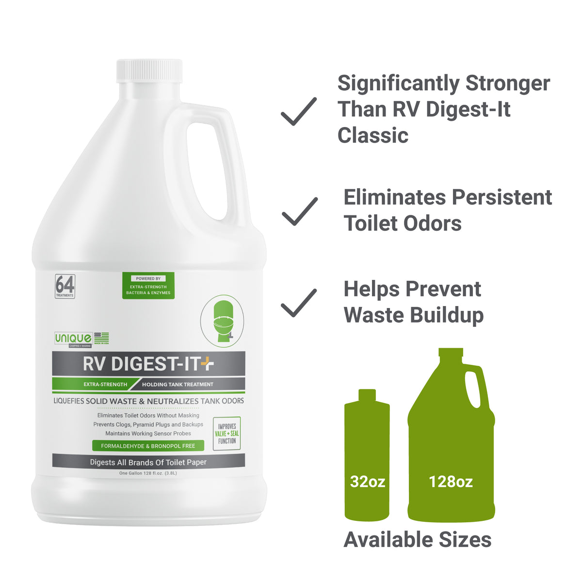RV Digest-It+ Extra Strength Holding Tank Treatment 128 oz. Gallon . Unique Camping + Marine