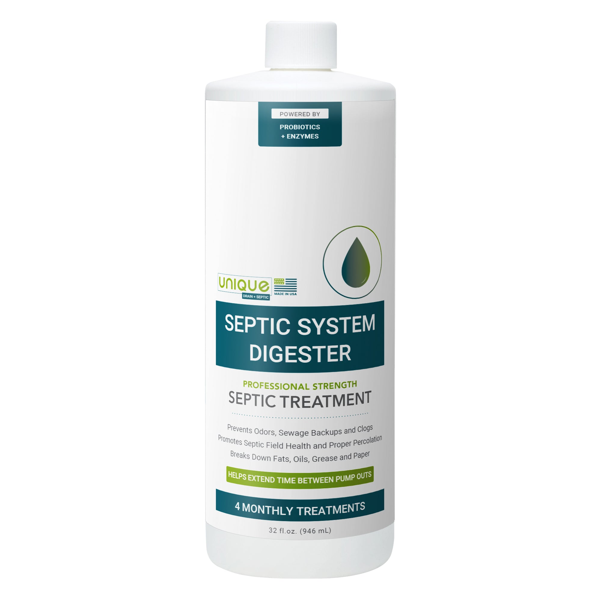 Septic System Digester 32 oz. Septic System Treatment. Unique Drain + Septic