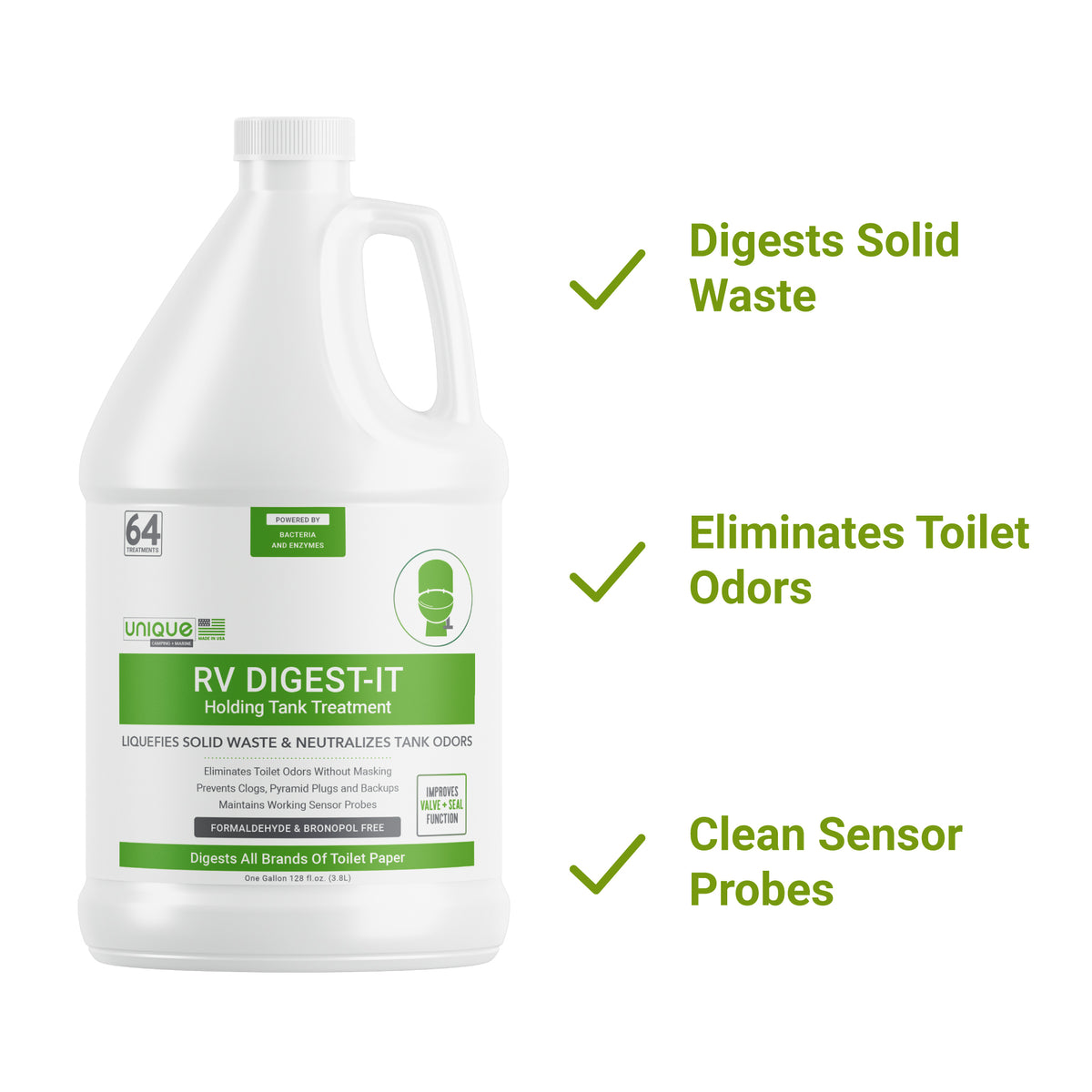 RV Digest-It Holding Tank Treatment Gallon (128 oz.) by Unique Camping+ Marine