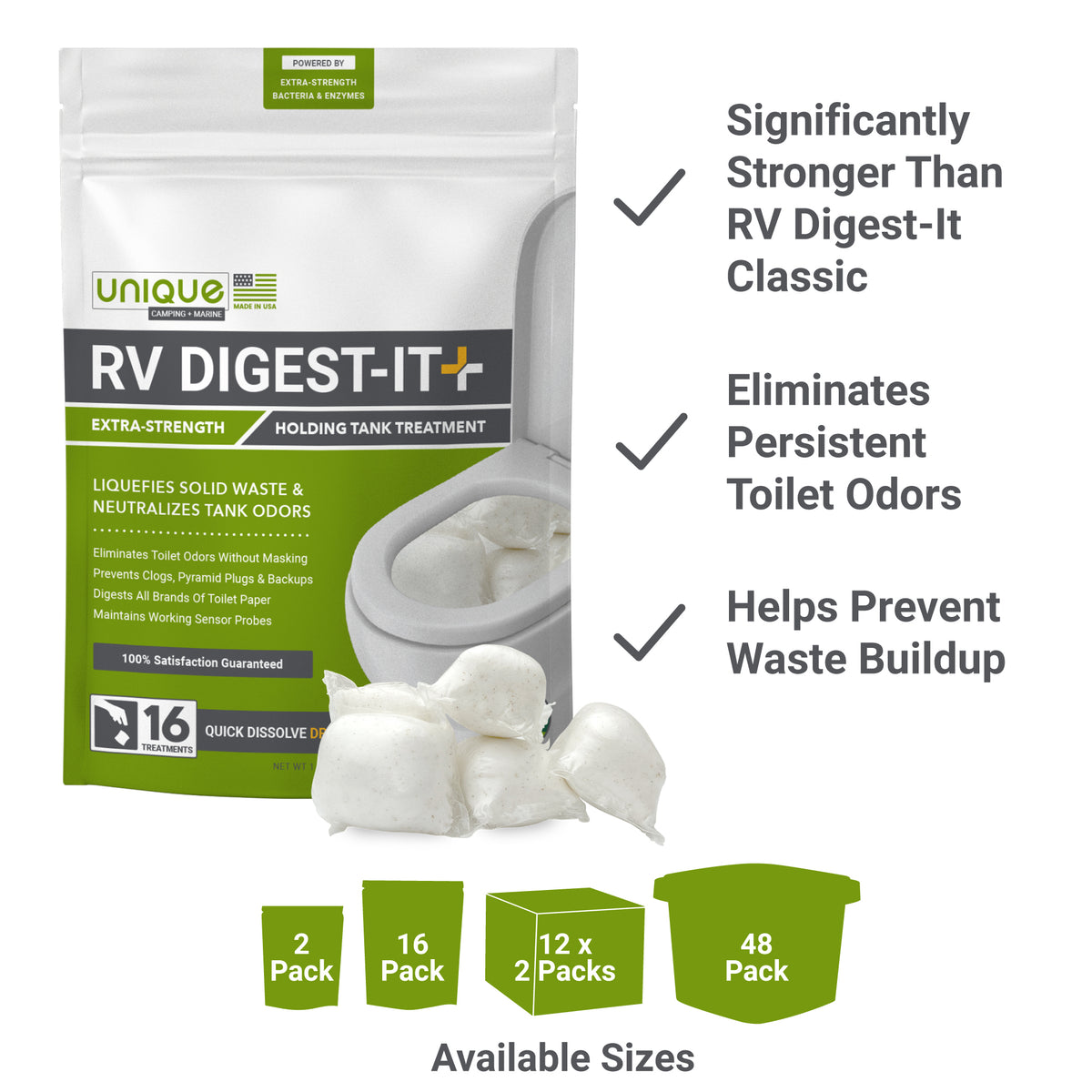 RV Digest-It Plus 16 Treatment Drop-In Pods Features