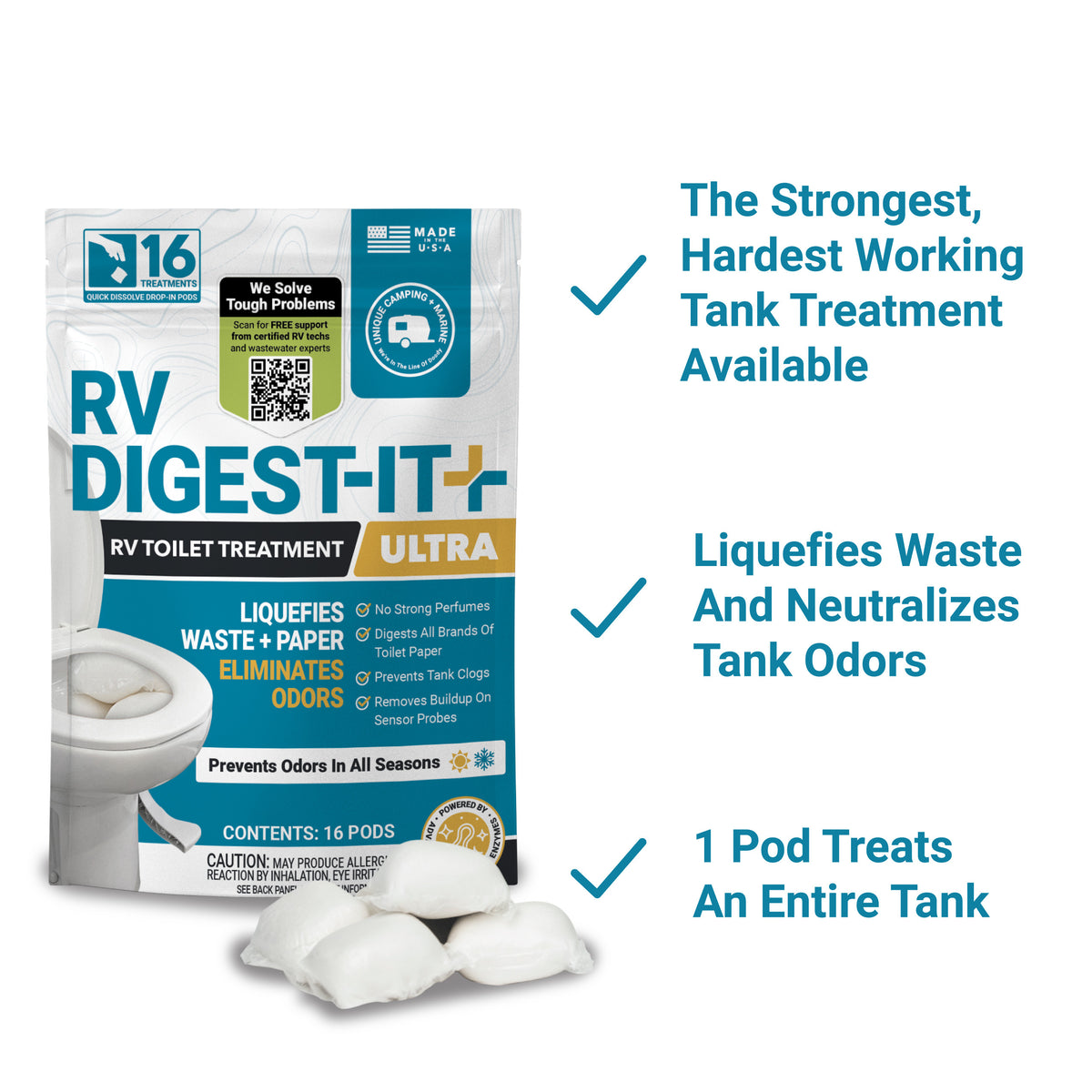 RV Digest-It+ Ultra packaging with product details on a white background