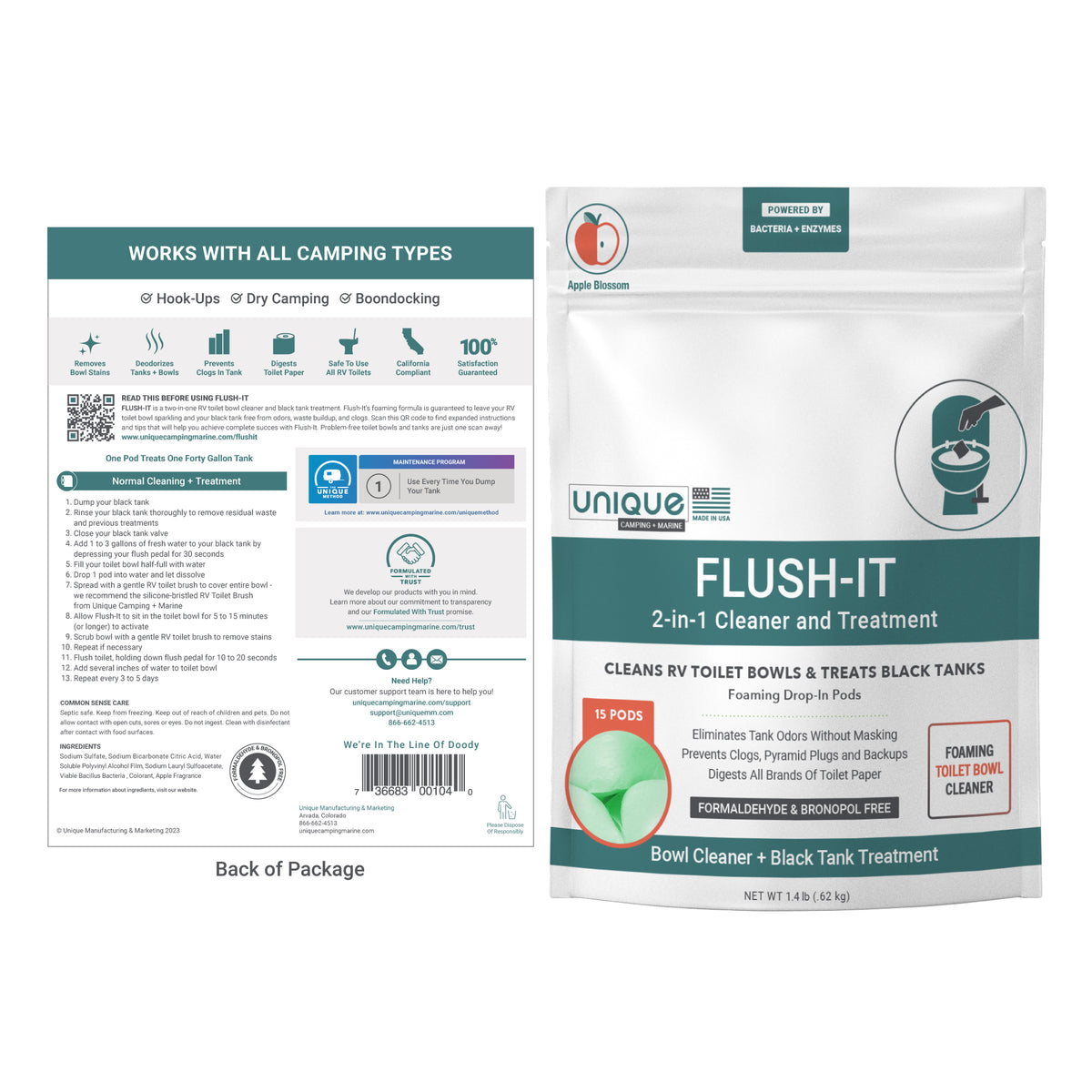 Flush-It 2-In-1 Cleaner and Treatment full label