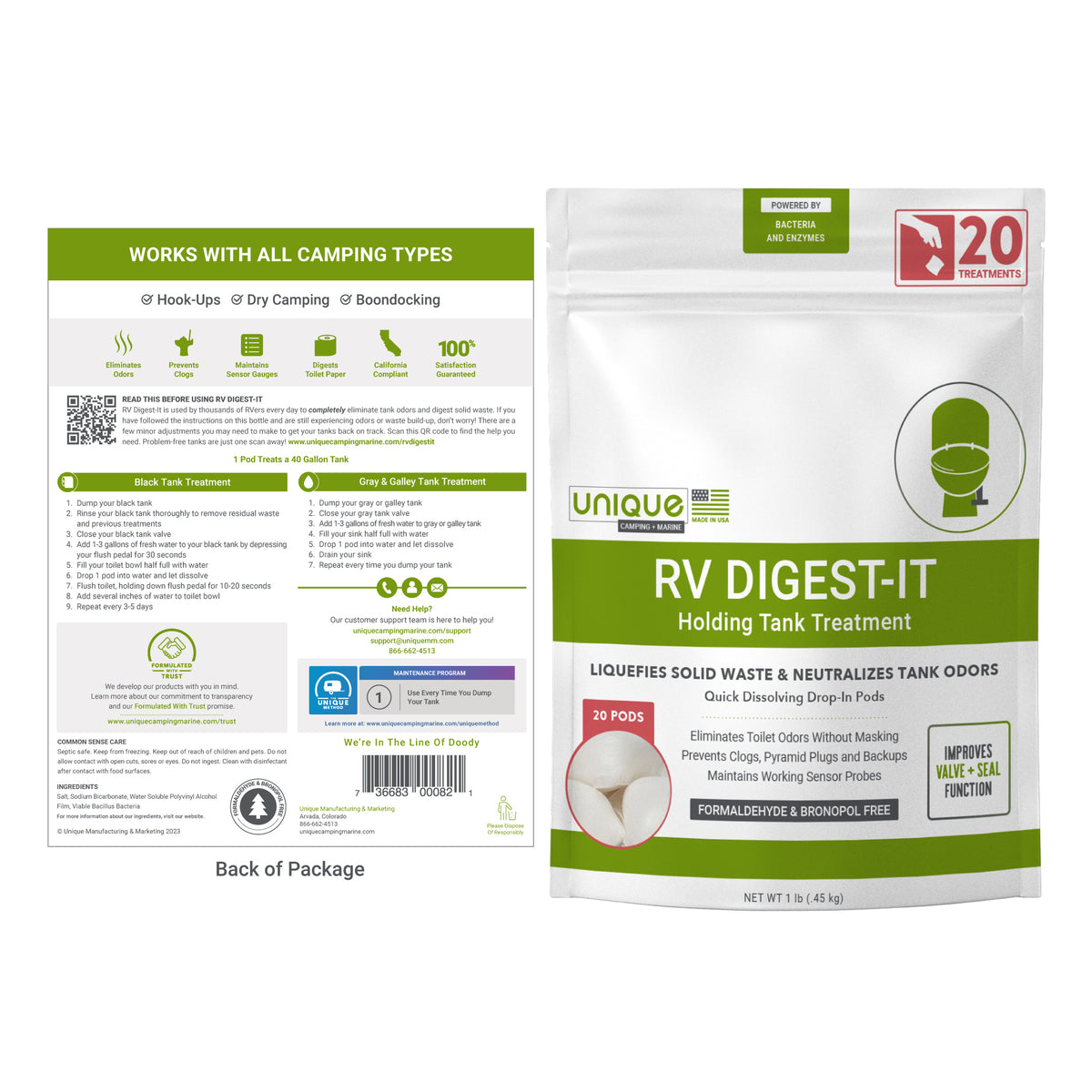 RV Digest-It 20 pack Holding tank treatment full label