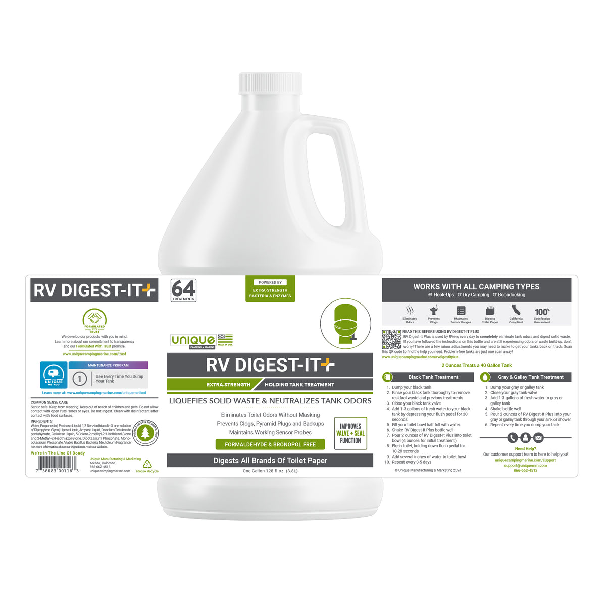 RV Digest-It+ 128 oz. Gallon Full label instructions and information.