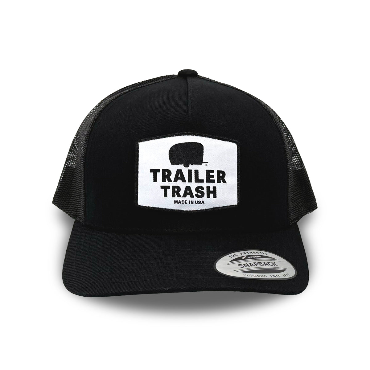 Trailer Trash Low Profile Black Trucker Hat Front View