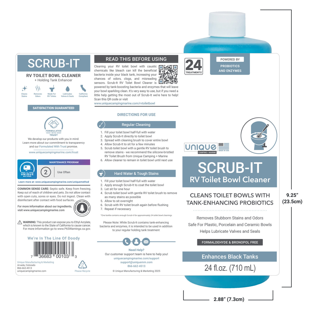 Scrub-It RV Toilet Bowl Cleaner full label unwrapped.