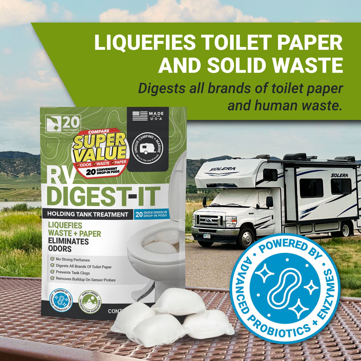 RV Digest-It Holding Tank Treatment | Drop-In Pods - Unique Camping ...