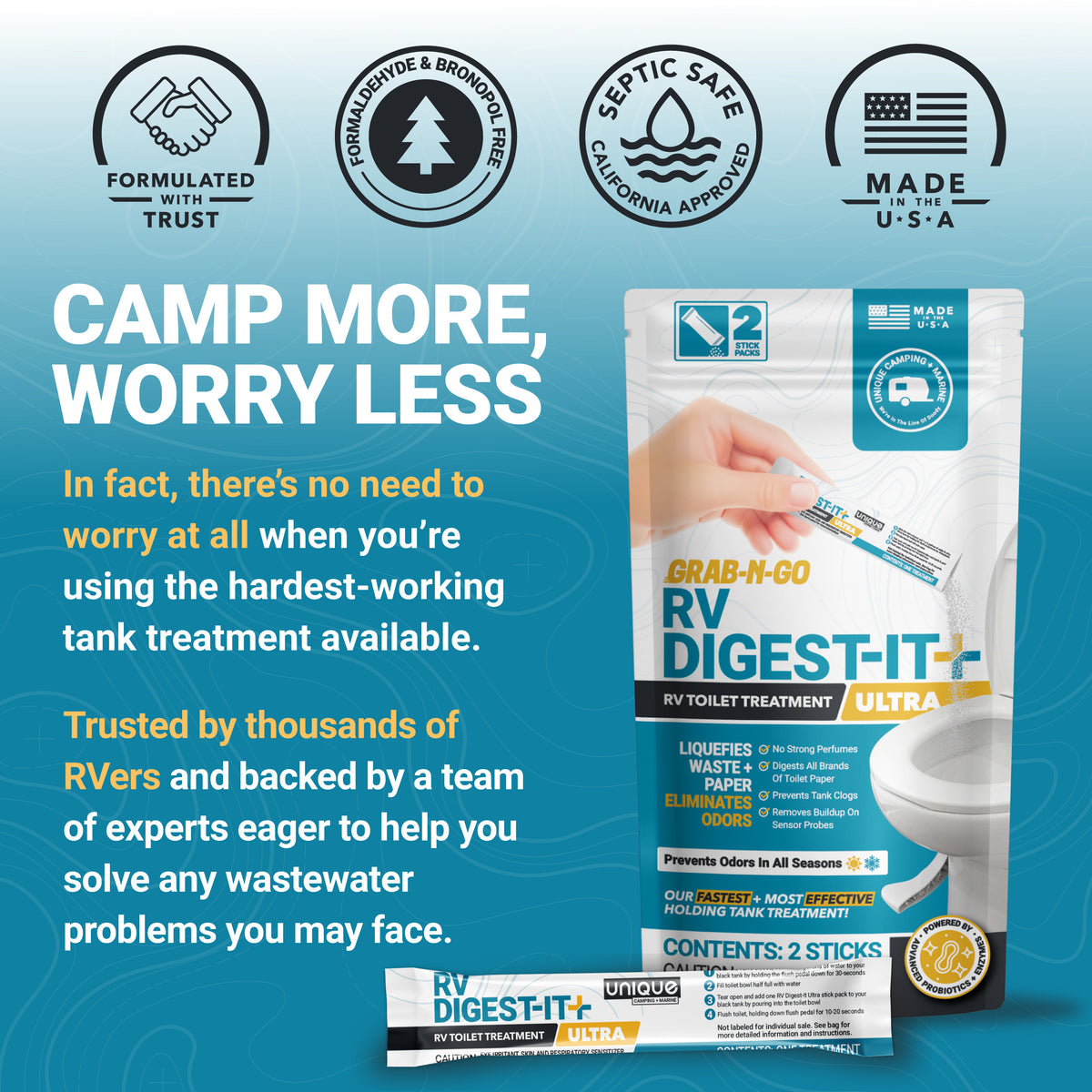 RV Digest-It Ultra RV Toilet Treatment | Stick Pack