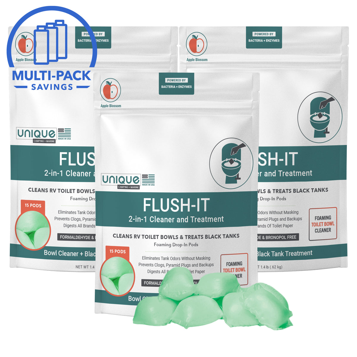 3 Pack - 45 Treatment Flush-It Holding Tank Treatment and RV Toilet Cleaner