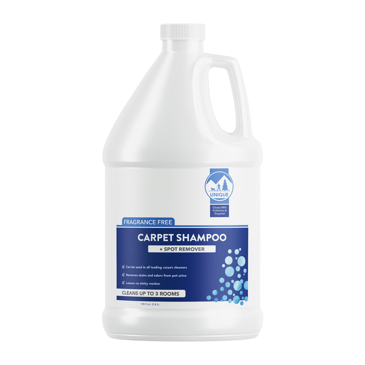 Unique Carpet Shampoo gallon concentrate, remove stains and spots from carpets and rugs, formulated with trust Unique Clean Home