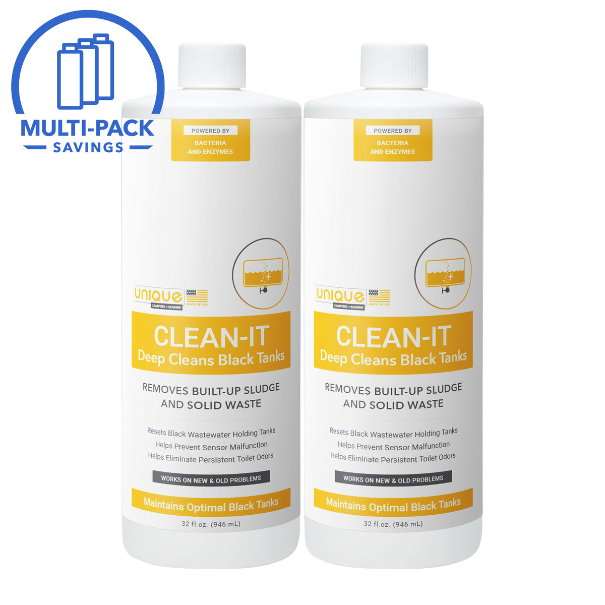 Clean-It Black Tank Deep Cleaner 2-Pack. Unqiue Camping + Marine