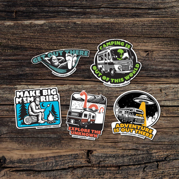 Cryptid Sticker Pack | 5-Pack - Unique Camping + Marine