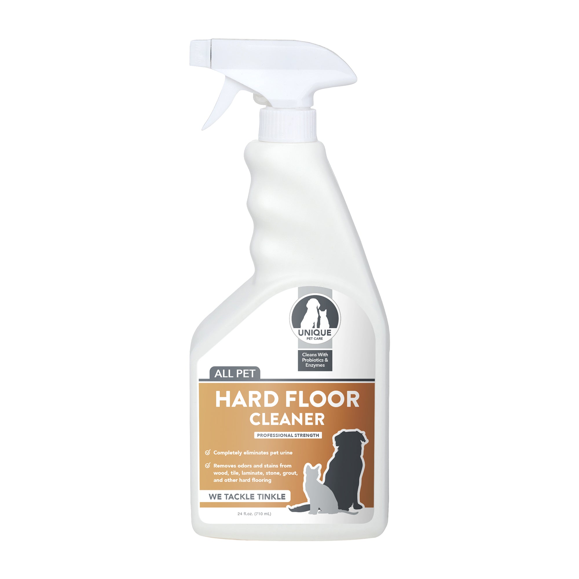 Unique Hard Floor Cleaner works on all hard surfaces to remove stains and odors. Unique Pet Care