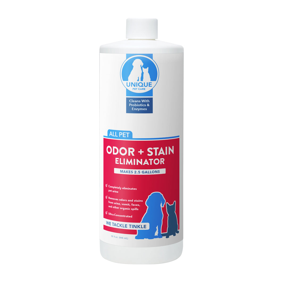 Unique Pet Odor and Stain Eliminator 32 oz. Quart Formulated with Trust - Stain odor and urine remover - works fast to remove the worst stains and odors on all surfaces