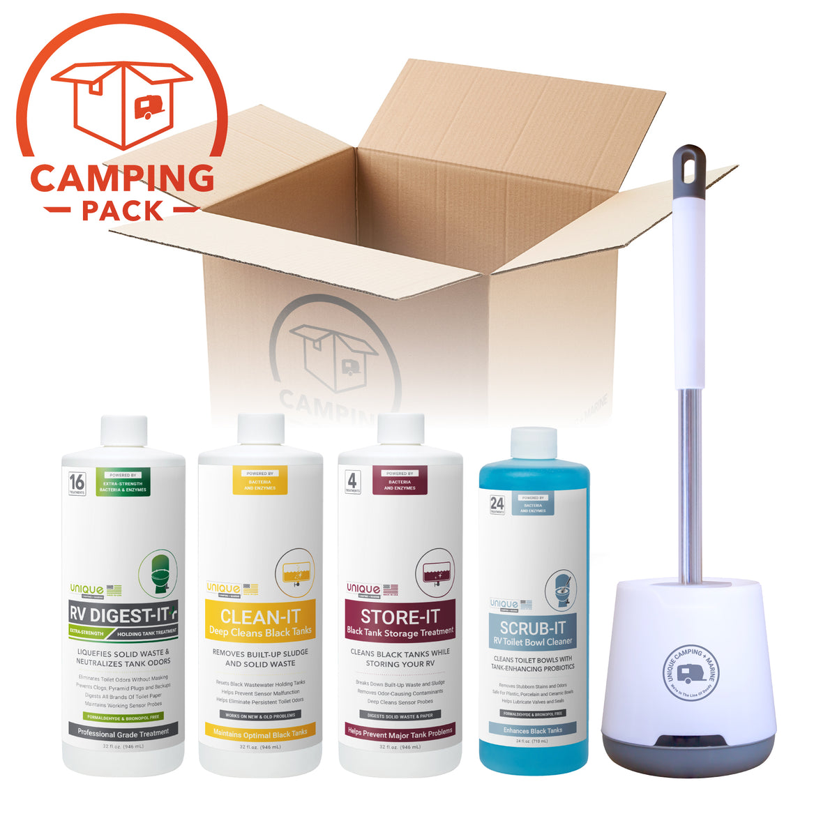 Weekend Warrior Kit with RV Digest-It, Clean-It, Store-It, Scrub-It and RV Toilet Brush