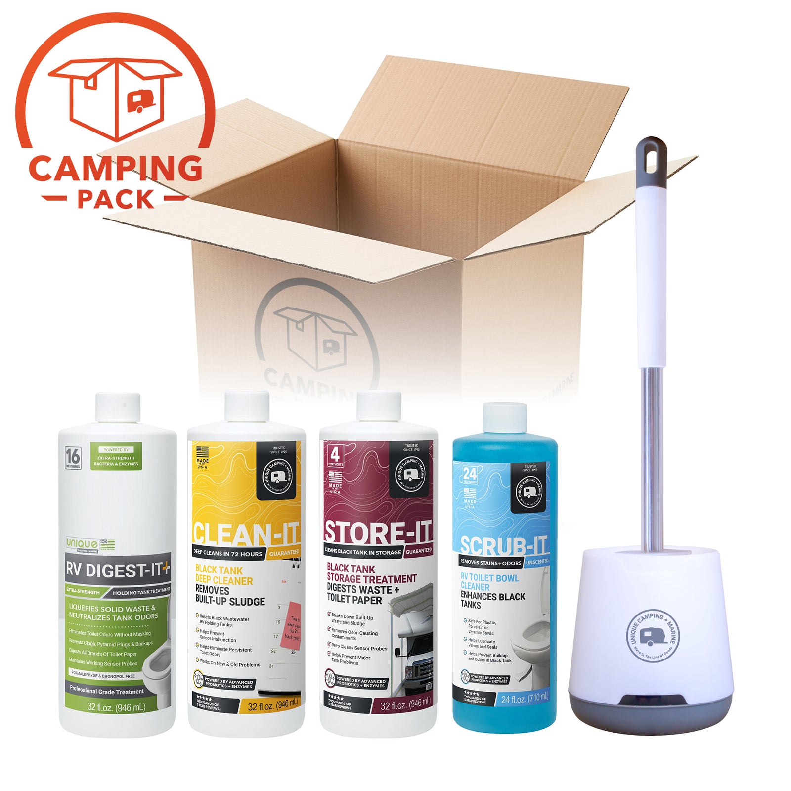 Weekend Warrior Kit with RV Digest-It, Clean-It, Store-It, Scrub-It and RV Toilet Brush
