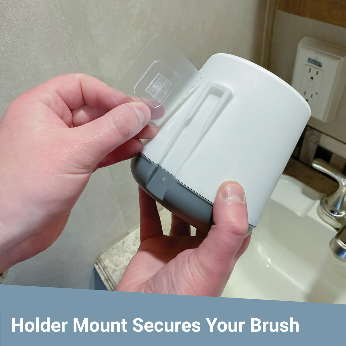 RV Toilet Brush holder mounts to wall so there is no shifting during travel.