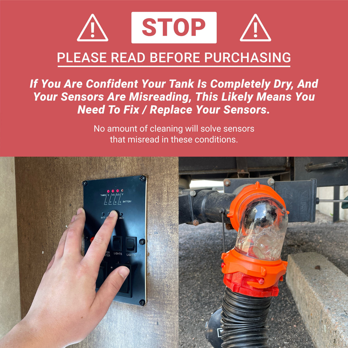 STOP. If your tank is completely dry, and your sensors are reading wrong, you need to replace your sensors.