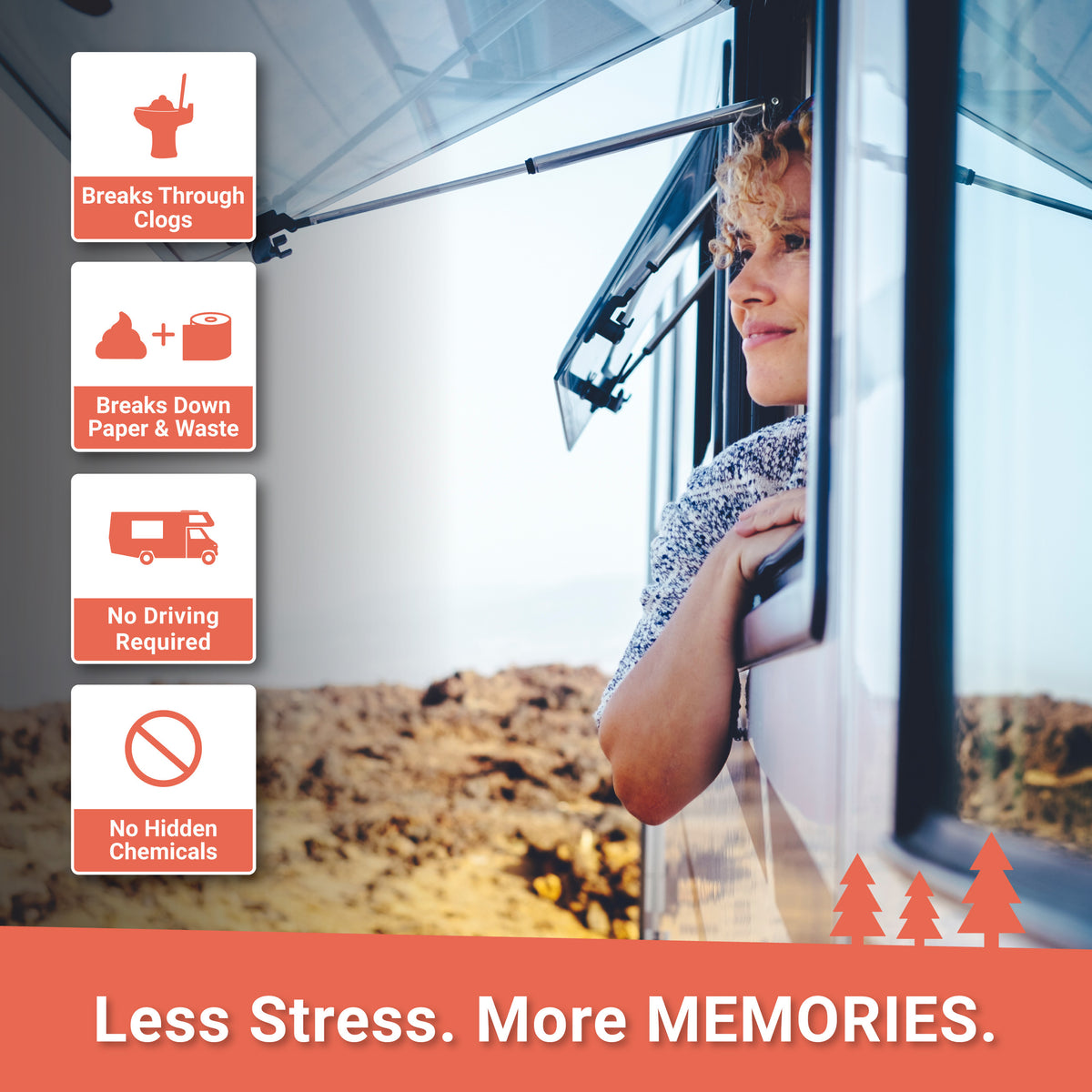 Less Stress. More Memories. Clear-It Black Tank Unclogger.
