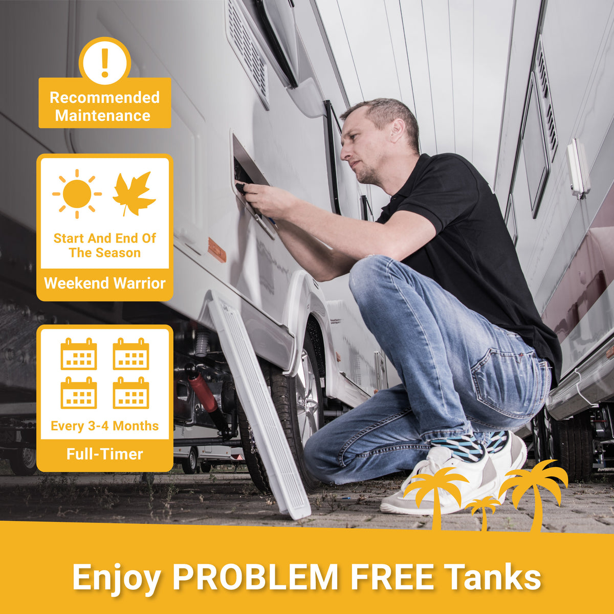 Enjoy problem free holding tanks by treating regularly during the season. Unique Camping + Marine